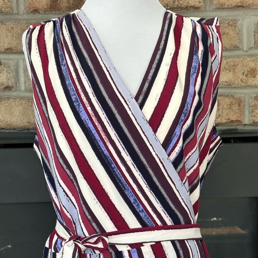 Alex Marie Colorful Cassie Stripe Sleeveless Wrap Dress Sunset Sands Size 10 NEW - Picture 3 of 12